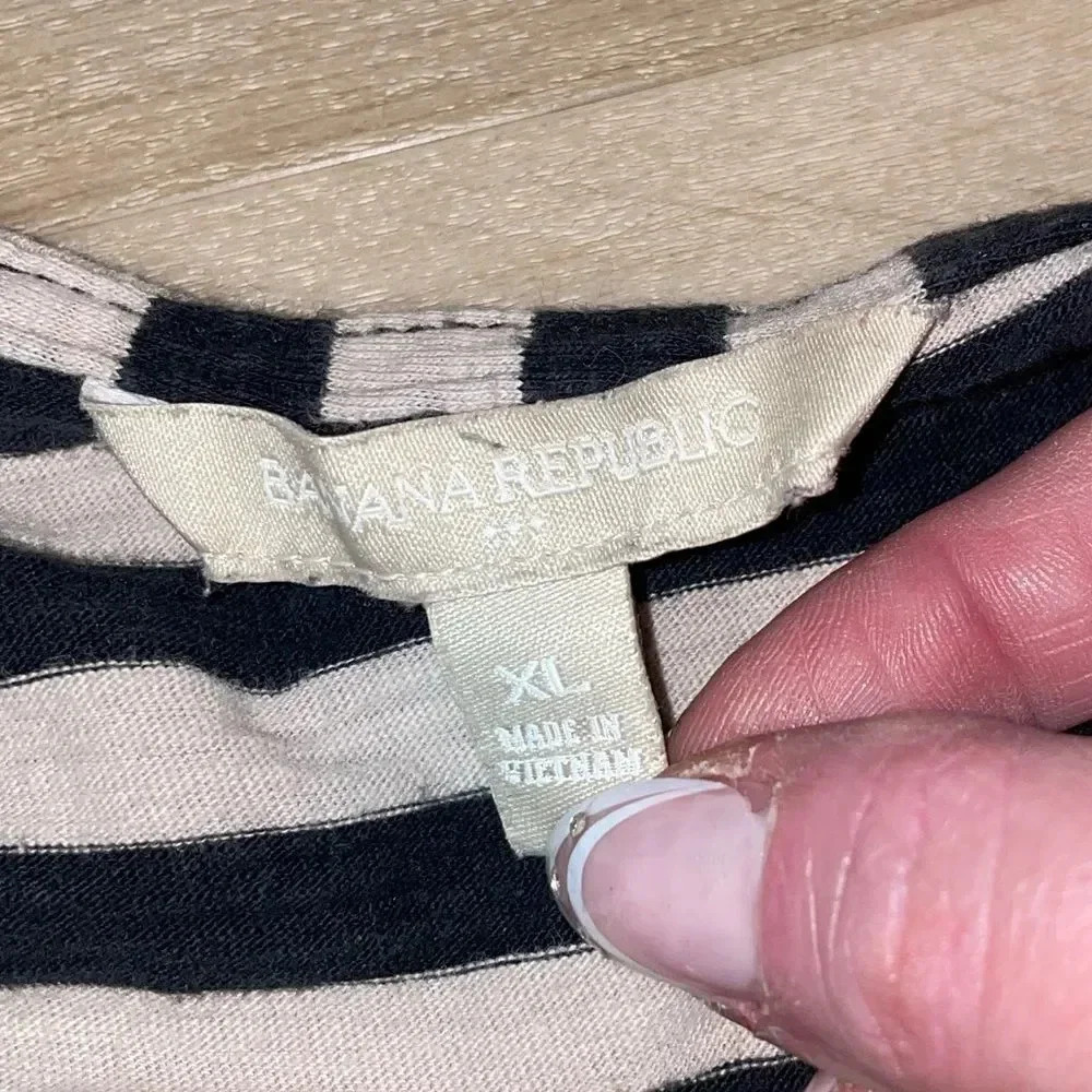 OFF WHITE/BLACK BANANA REPUBLIC RELAXED FIT DRESS 3/4” SLEEVES SIZE XTRA LARGE - Picture 16 of 16